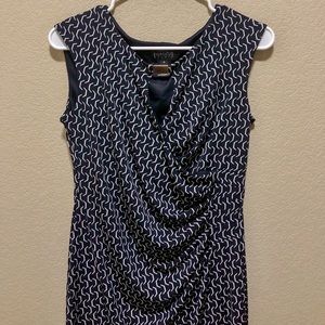 Enfocus Studios Navy/White Printed Dress